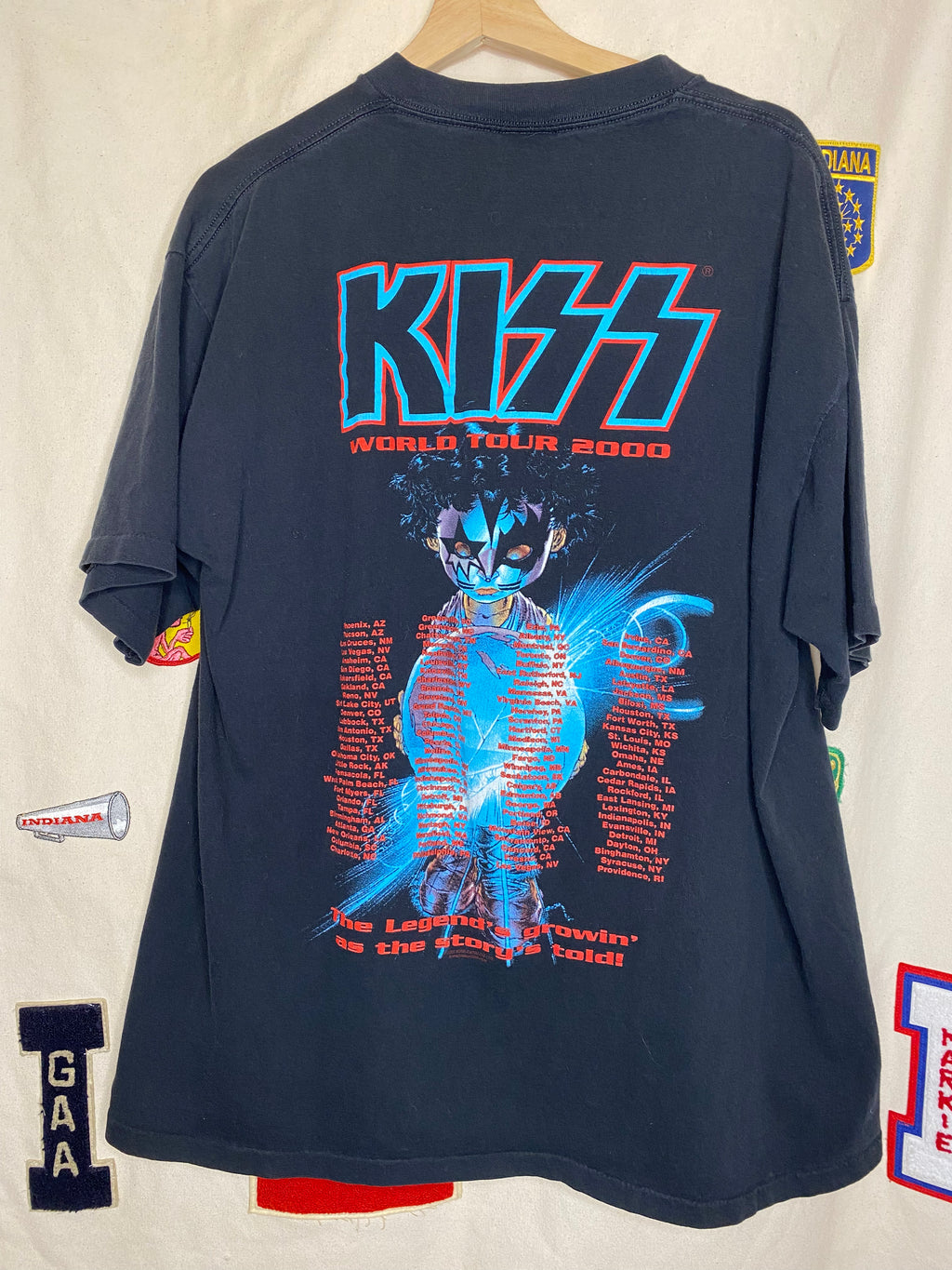 Vintage KISS Band Farewell Tour 2000 Rock Black All Sport T-Shirt : XL