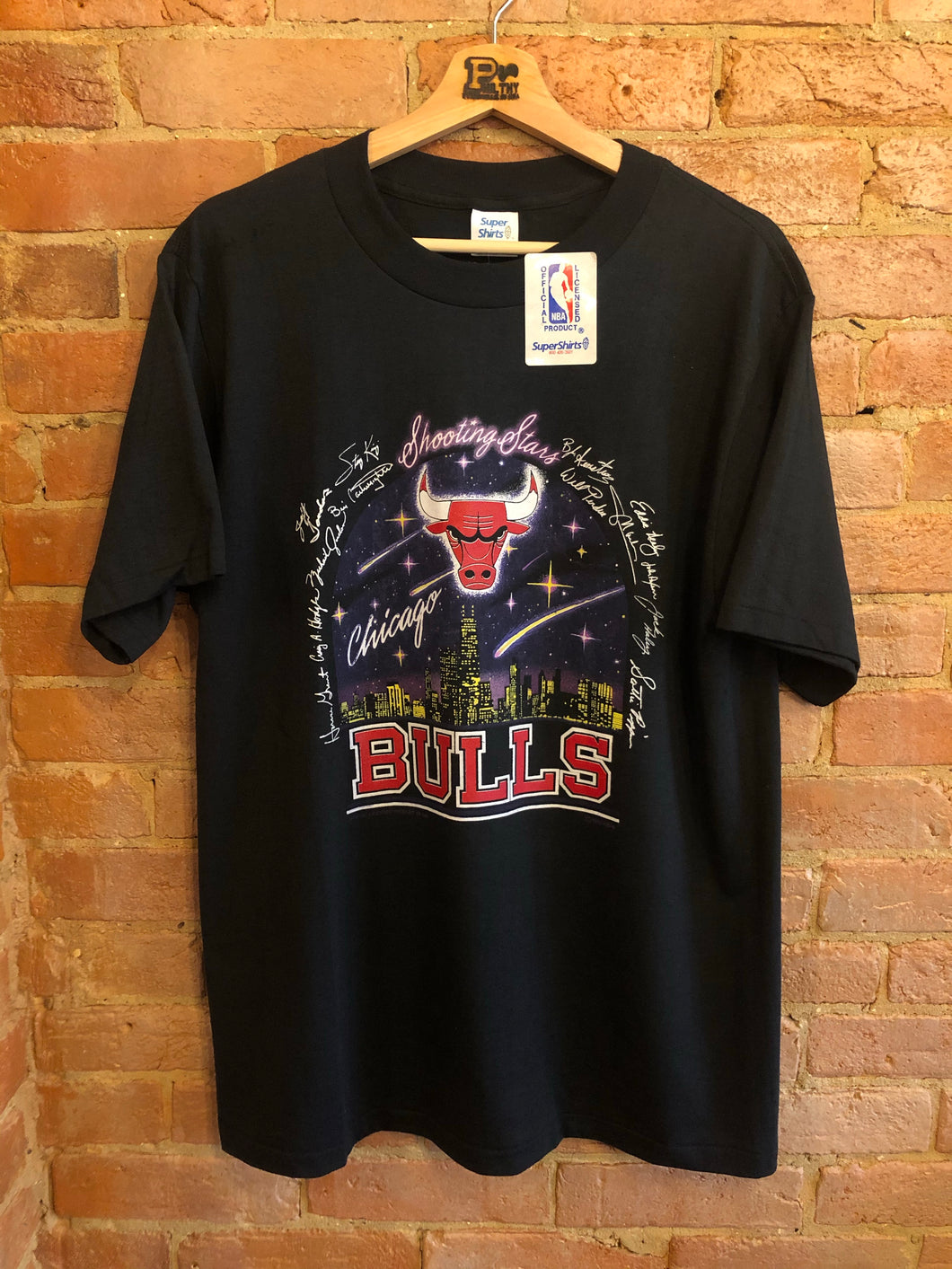 Vintage Chicago Bulls Shooting Stars Black T-Shirt: Large