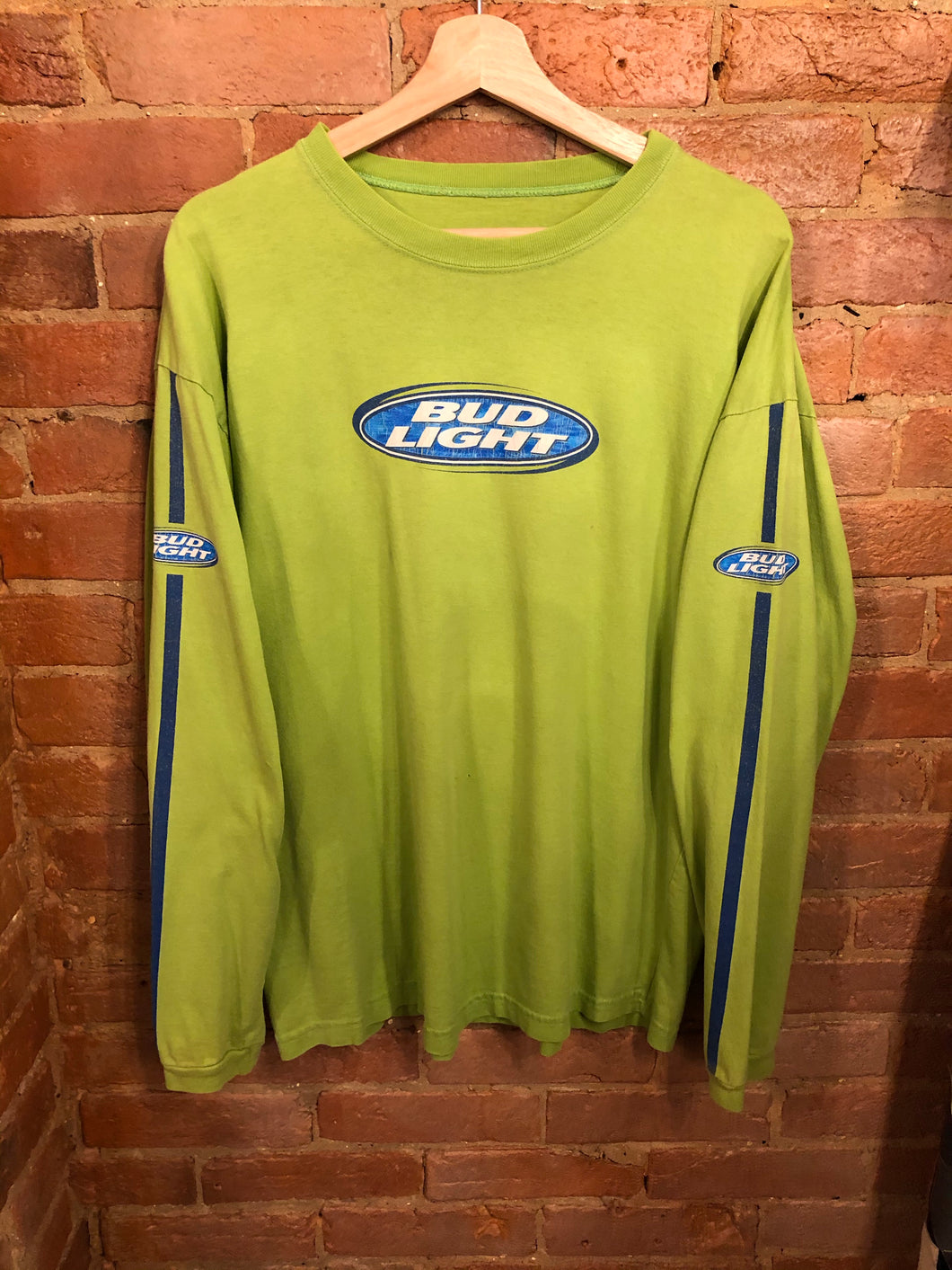 Bud Light Long Sleeve Lime Green T-Shirt: Large