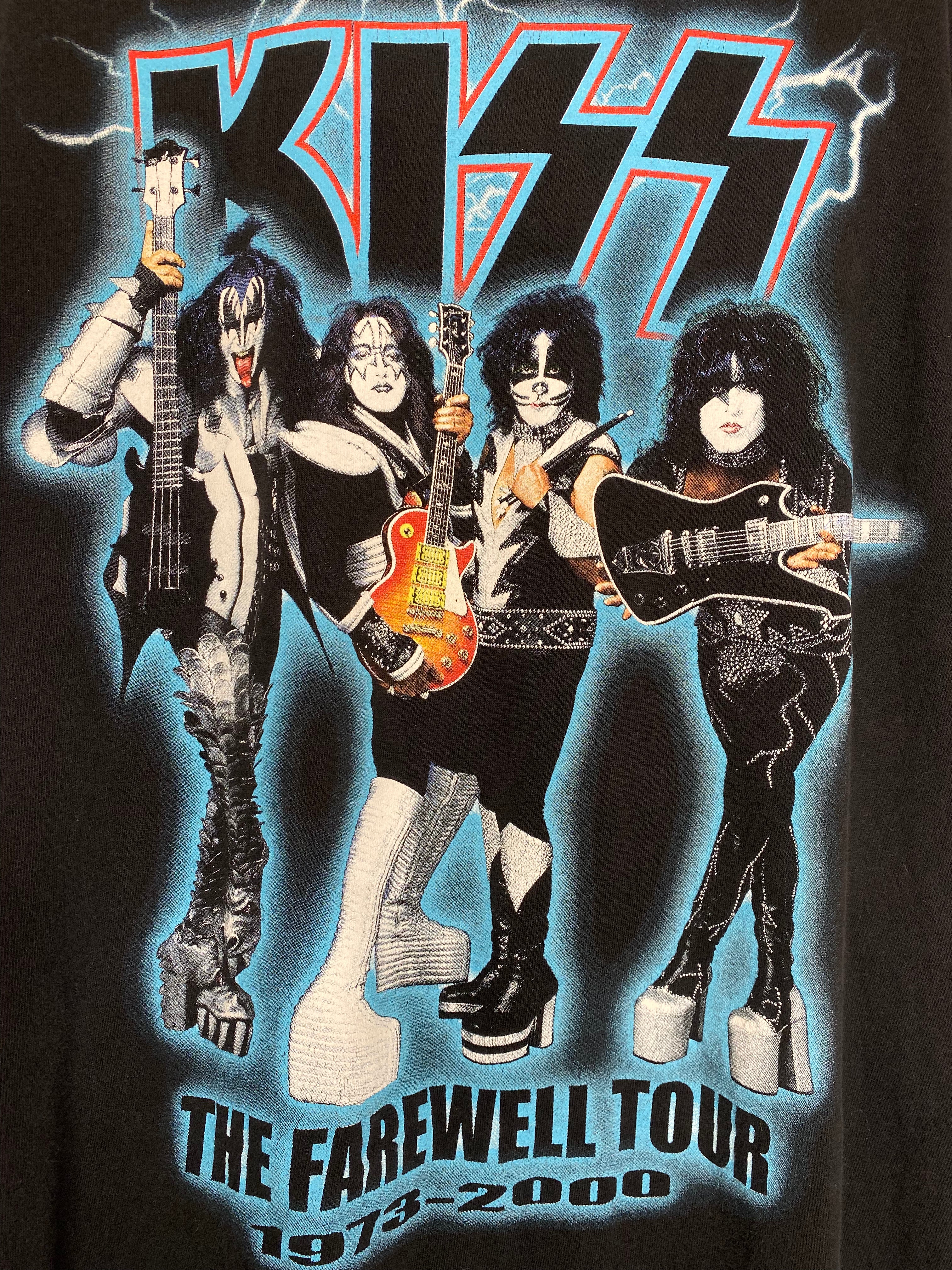 Vintage KISS Band Farewell Tour 2000 Rock Black All Sport T-Shirt : XL