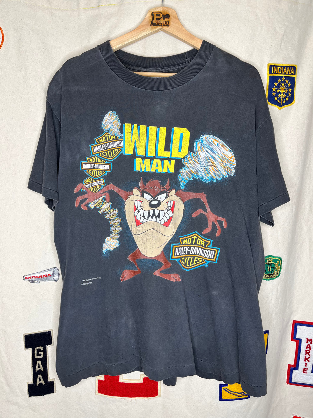 Vintage Harley Davidson Taz Wild Man Looney Tunes Black T-Shirt: Large