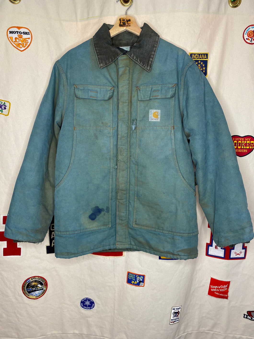 Vintage Carhartt Teal Garment Dyed Work Jacket : Medium