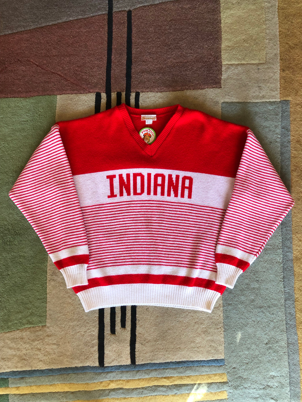 Indiana University Hoosiers Striped Knit Sweater: XL