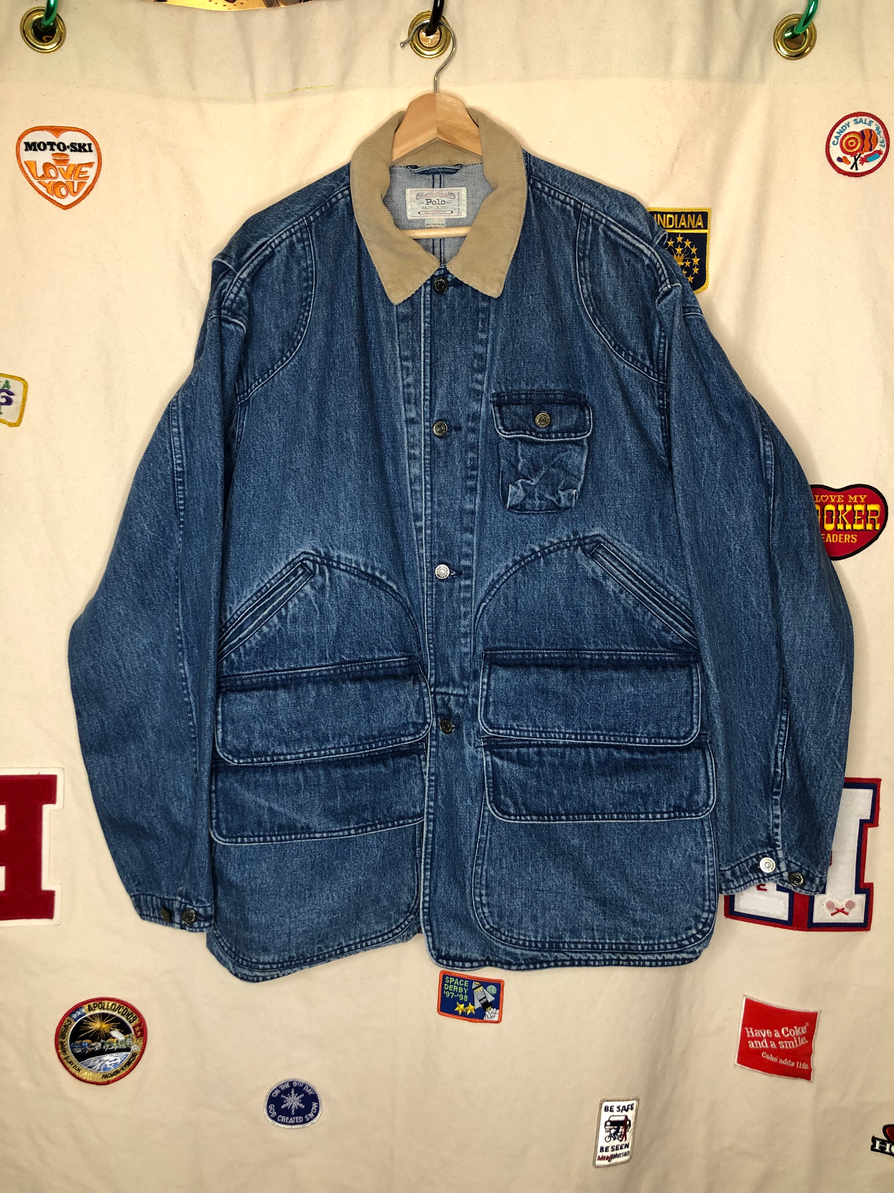 Vintage Polo Ralph Lauren Denim Chore Hunting Jacket Large