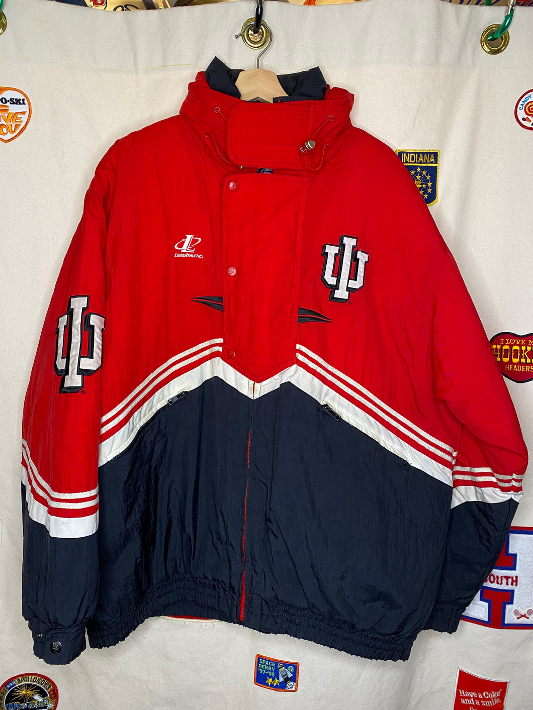 Vintage Indiana University LogoAthletic Puffer Jacket : L