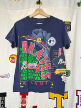 Load image into Gallery viewer, Vintage Atlanta Braves All Over Print Navy T-Shirt by Salem: Medium
