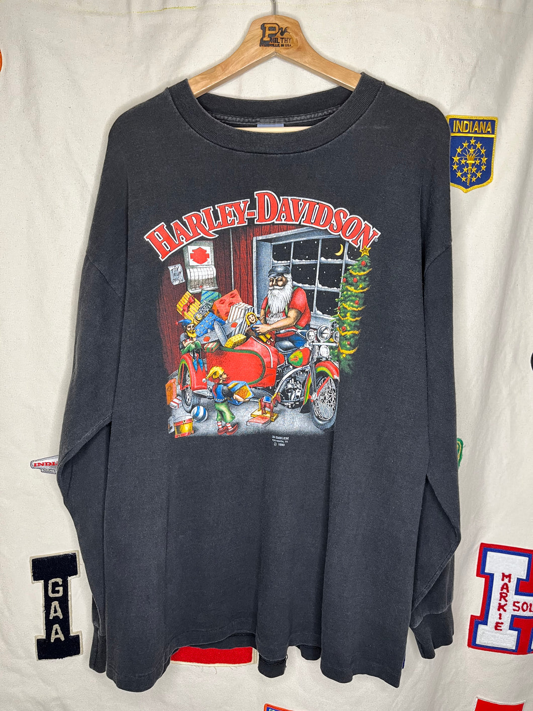 Vintage Harley Davidson Santa Claus Christmas Longsleeve T-Shirt: L/XL