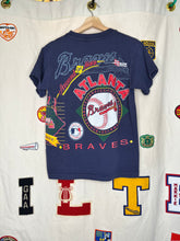 Load image into Gallery viewer, Vintage Atlanta Braves All Over Print Navy T-Shirt by Salem: Medium
