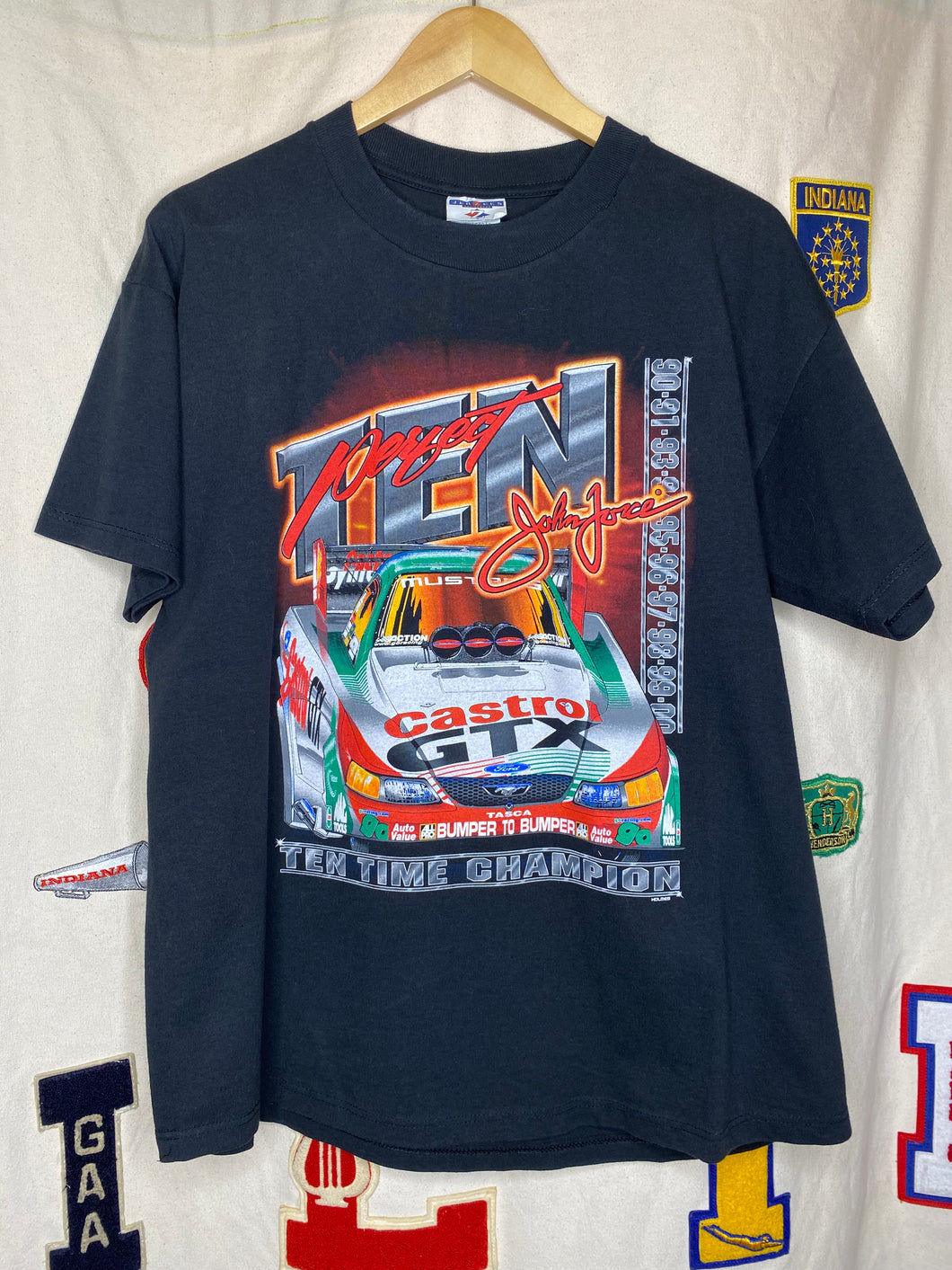 Vintage John Force Ten Time Champion T-Shirt: Large
