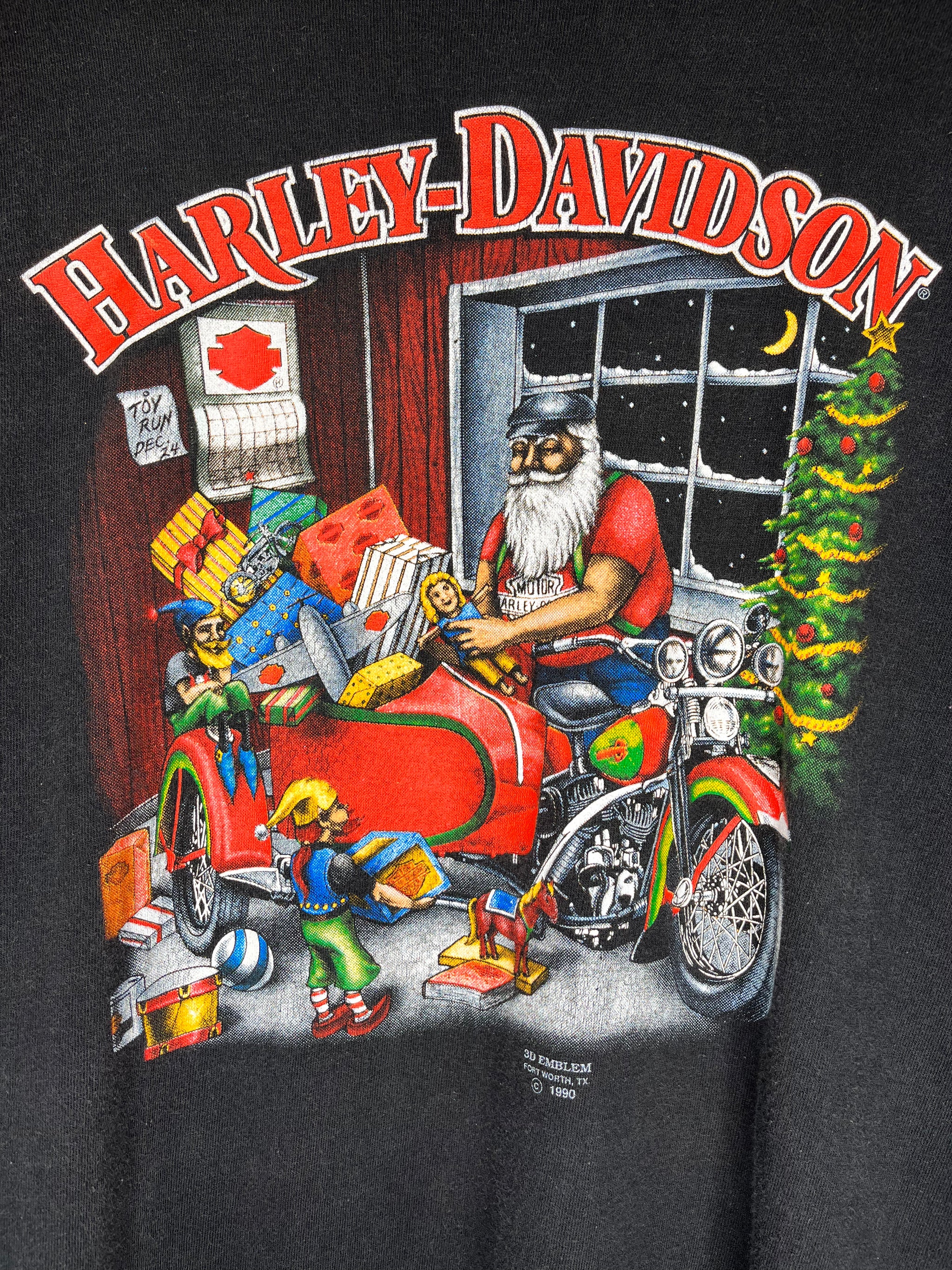 Vintage Harley Davidson Santa Claus Christmas Longsleeve T-Shirt 