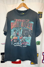 Load image into Gallery viewer, Vintage 2002 Sturgis Bike Week Black Faded Biker T-Shirt: L/XL
