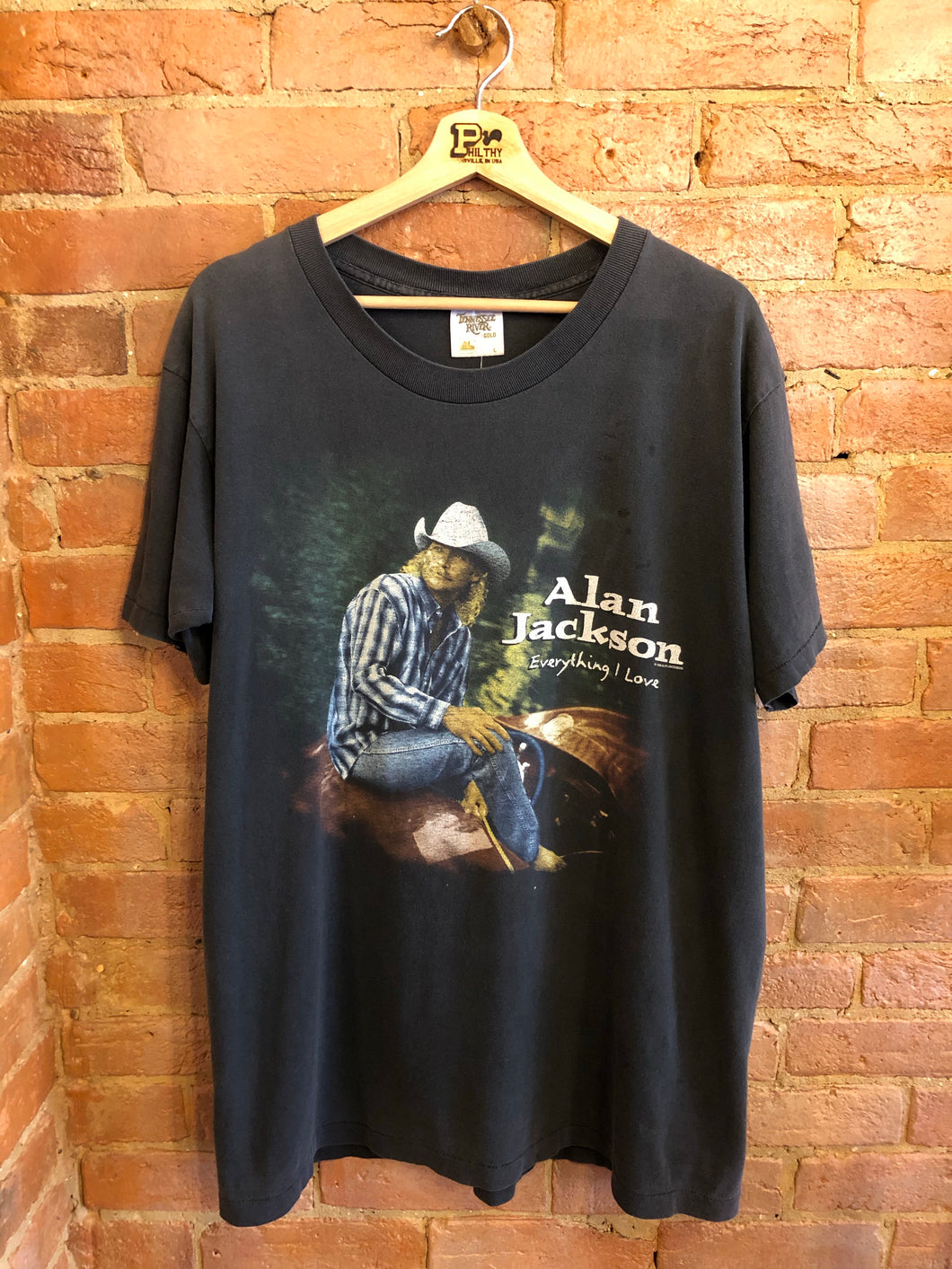 Vintage Alan Jackson Faded Black T-Shirt: Large